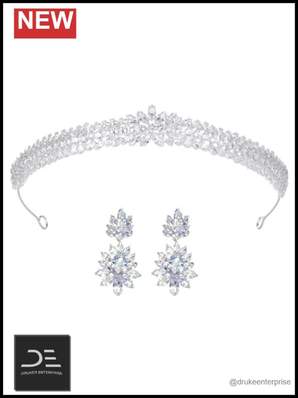 Silver Plated Copper Tiara with Cubic Zirconia Wedding Crown